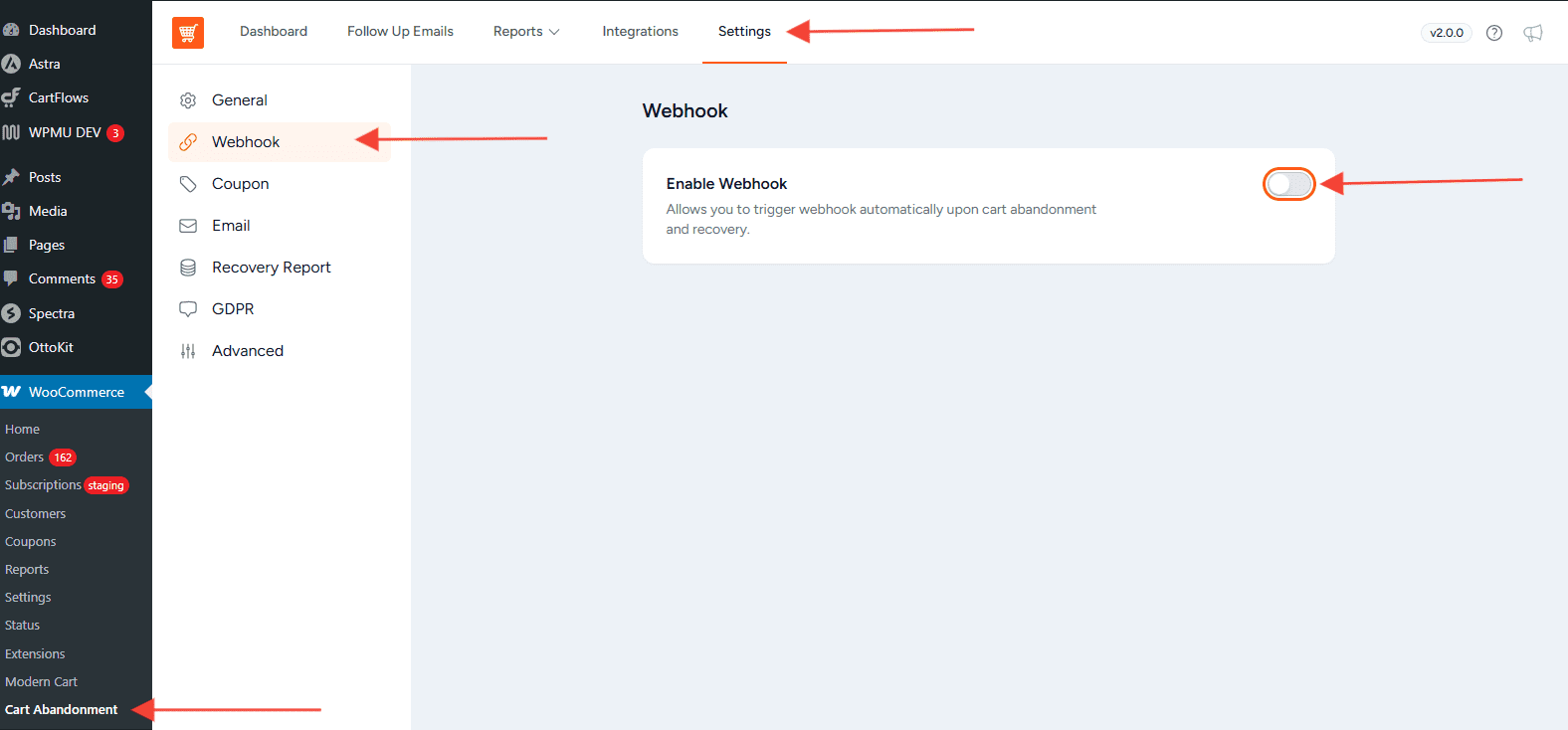 Webhook Settings