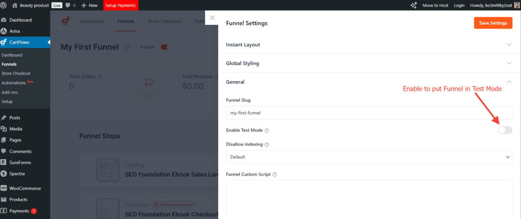 Funnel Test Mode 1024x432