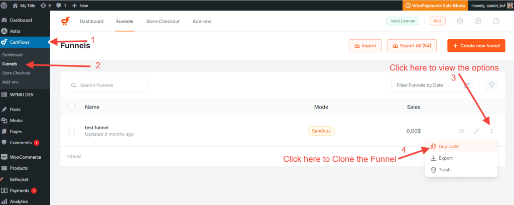 How to Clone/Duplicate the Funnel or Step in CartFlows? CartFlows Funnels Clone 1024x408