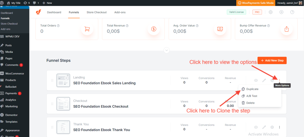 How to Clone/Duplicate the Funnel or Step in CartFlows? CartFlows Step Clone Step 1024x464