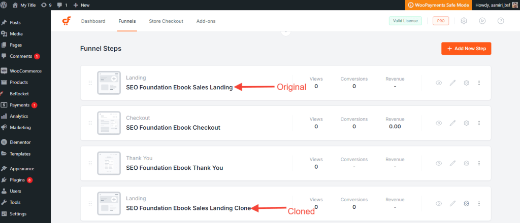 How to Clone/Duplicate the Funnel or Step in CartFlows? Cartflows Step Clone Result 1024x440