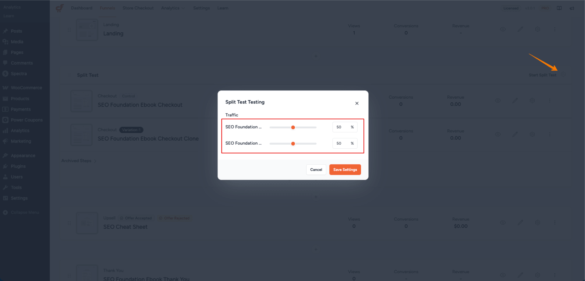 How to Use A/B Split Testing in CartFlows Configure split testing traffic