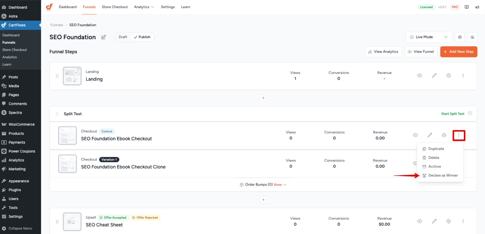 How to Use A/B Split Testing in CartFlows Declare the variation winner