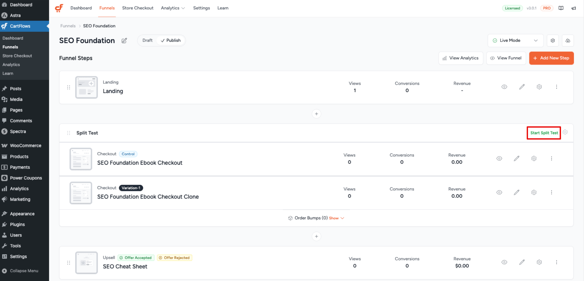 How to Use A/B Split Testing in CartFlows Start split test