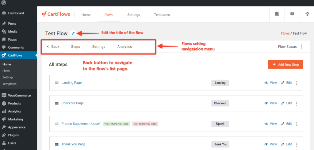 Cartflows Flows Menu 1024x490