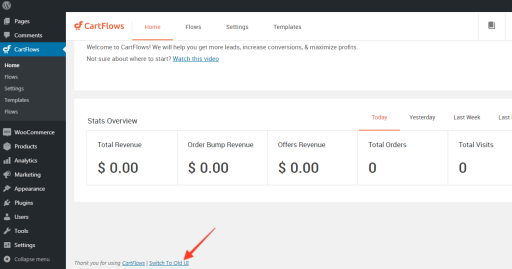 Cartflows Switch To Old Ui 1024x538