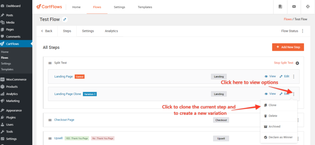 Cartflows Create Variation Step 1024x474