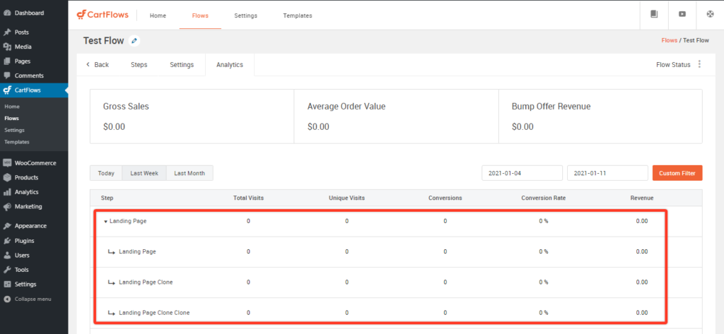 Cartflows Split Testing Step Analytics 1024x473