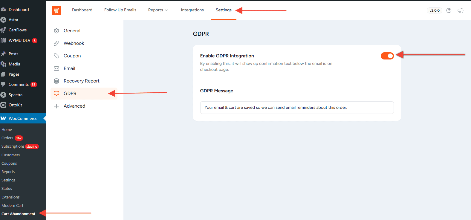 GDPR Settings