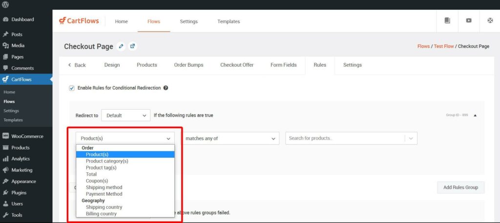 Cartflows Rule Engine Rules List 1024x458