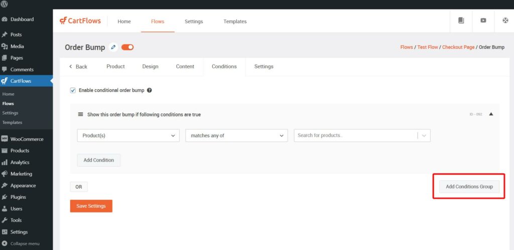 Cartflows Add Order Bump Rule Group 1024x498