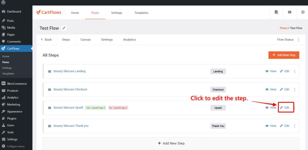 Offers JS Triggers Shortcodes CartFlows Edit Step Action