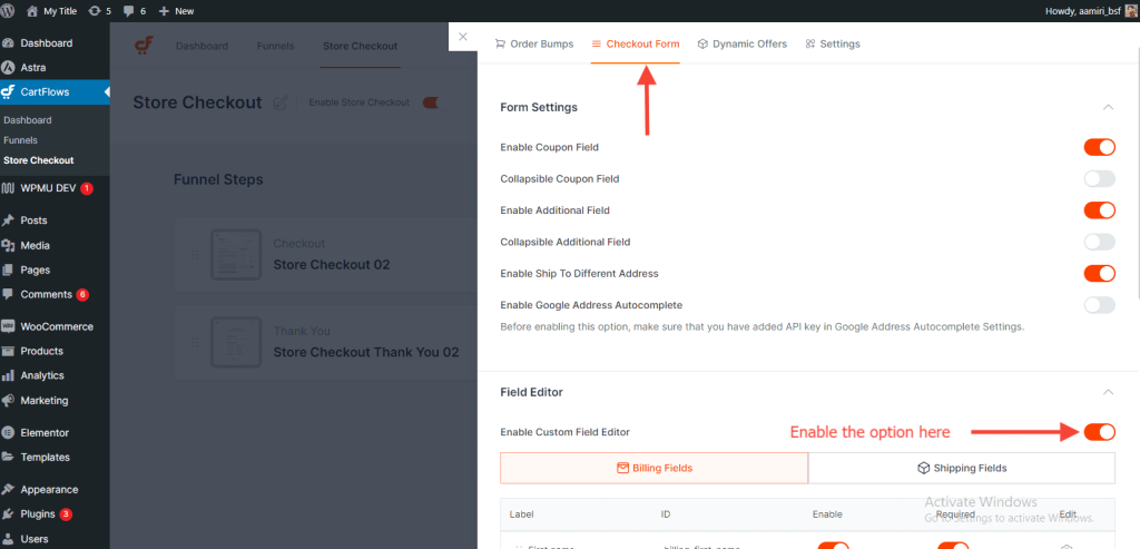 Cartflows Enable Custom Field Editor 1024x493