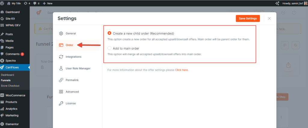 Cartflows Offer Settings Options 1024x425
