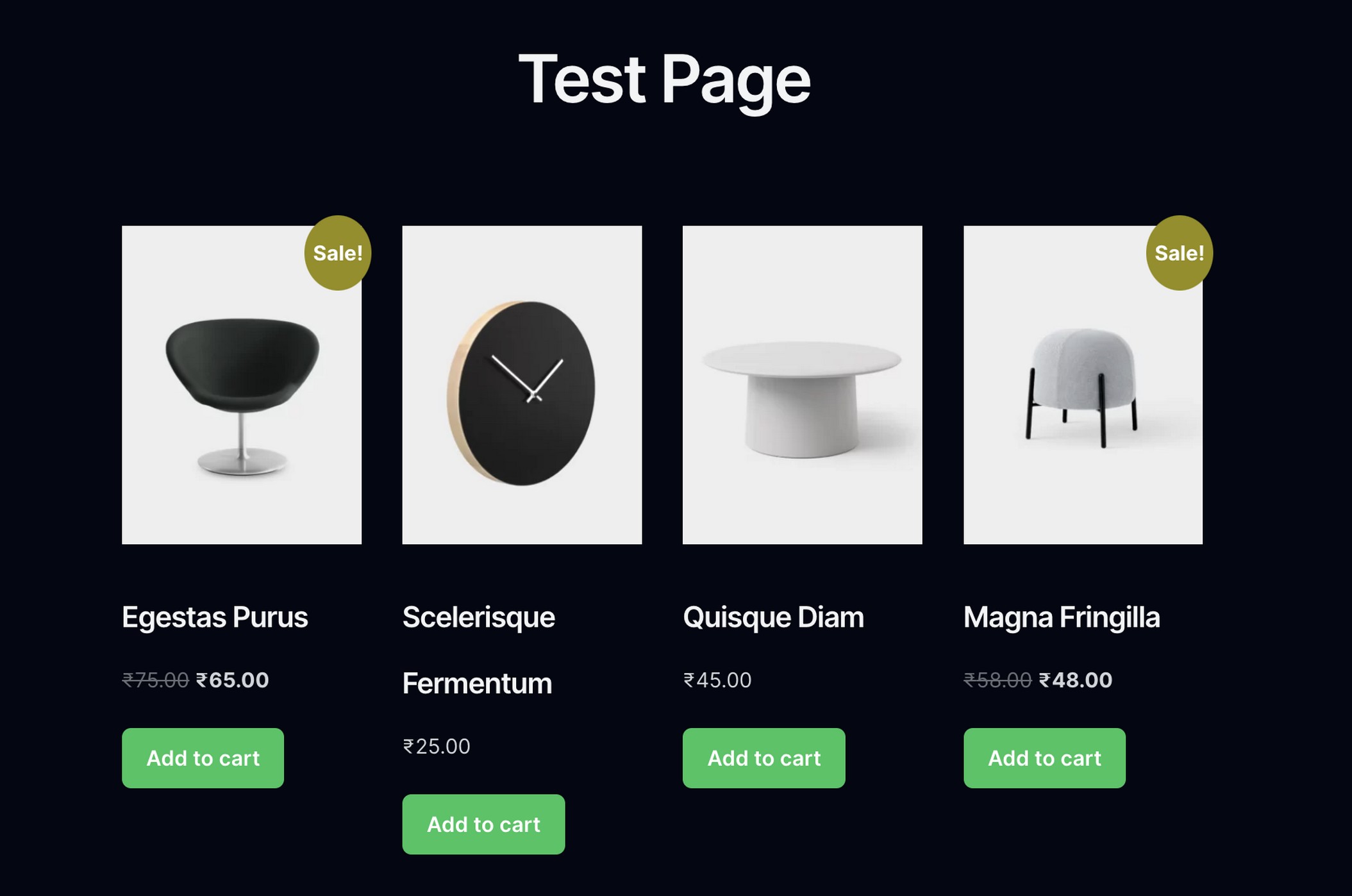 This is what the product list shortcode displays when it's published on the website.