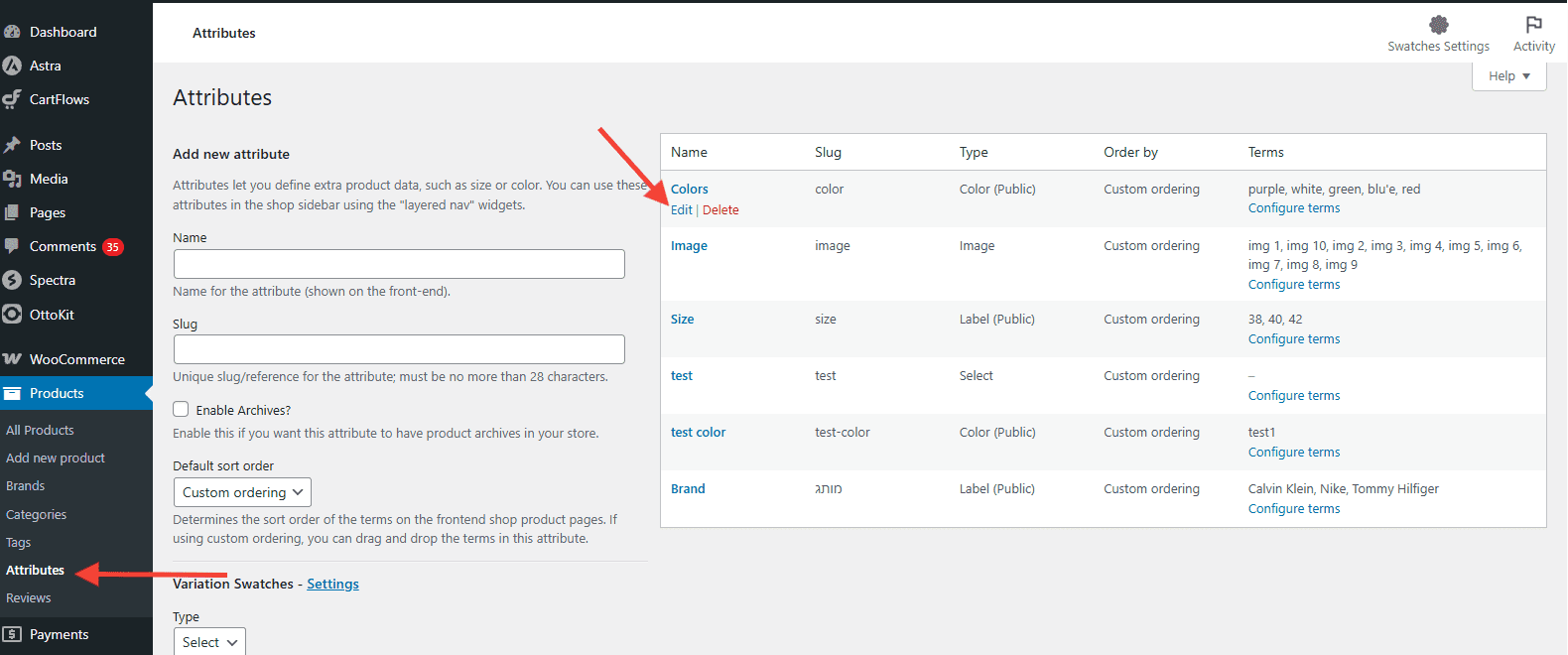 Edit Product Attributes