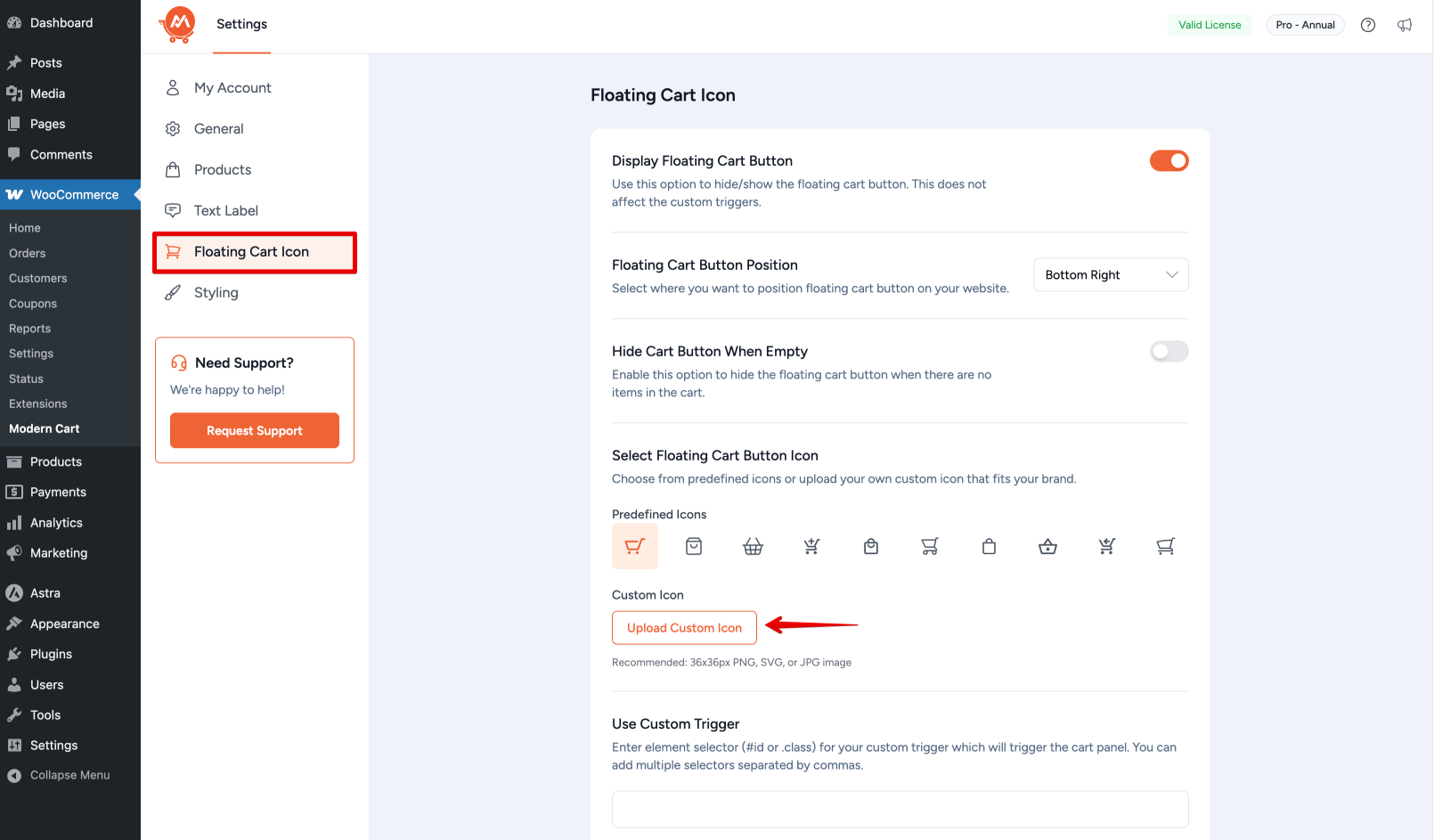 Upload Custom Icon