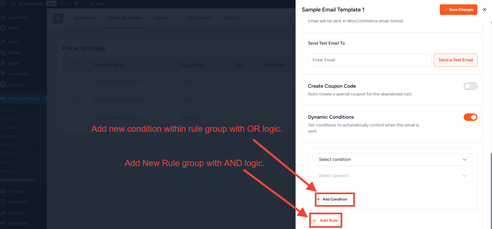 Add Condition Or Rule Dynamic Email Condition