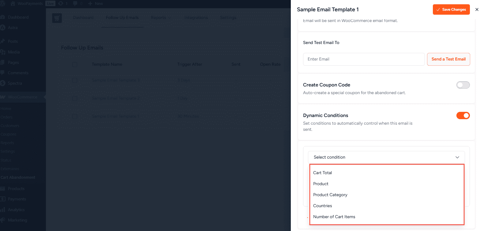 Conditions List Dynamic Conditions
