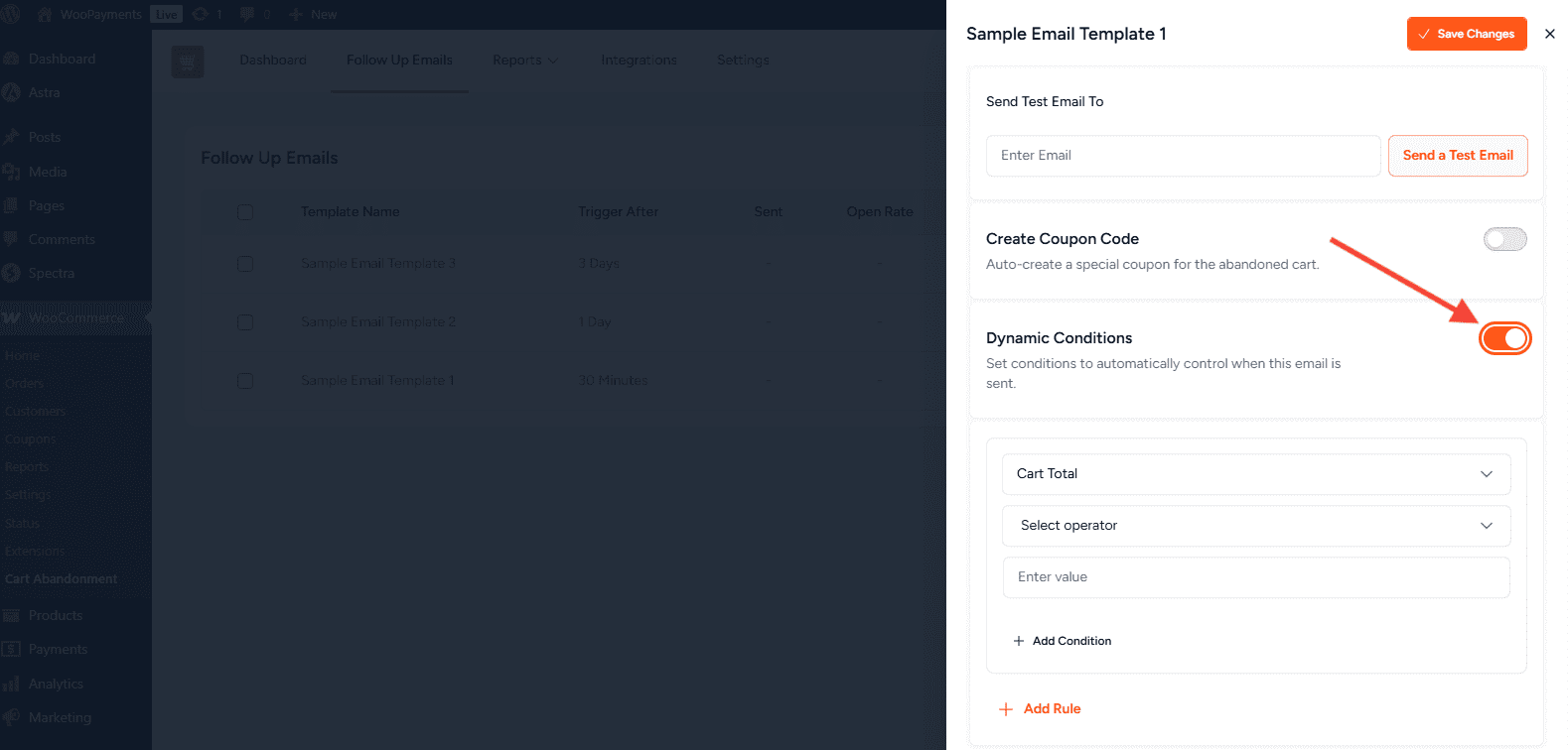 Enable Email Dynamic Conditions