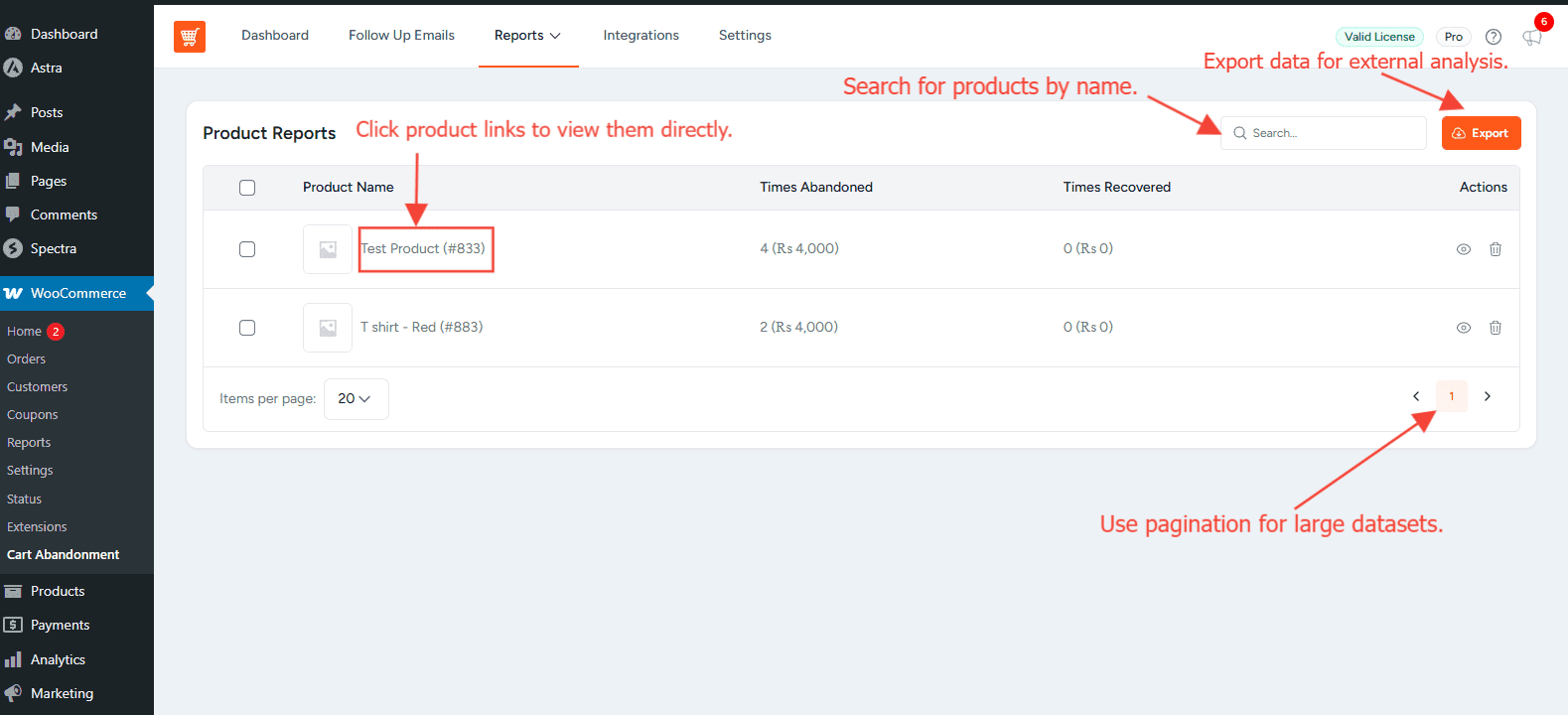 Product Reports Interface