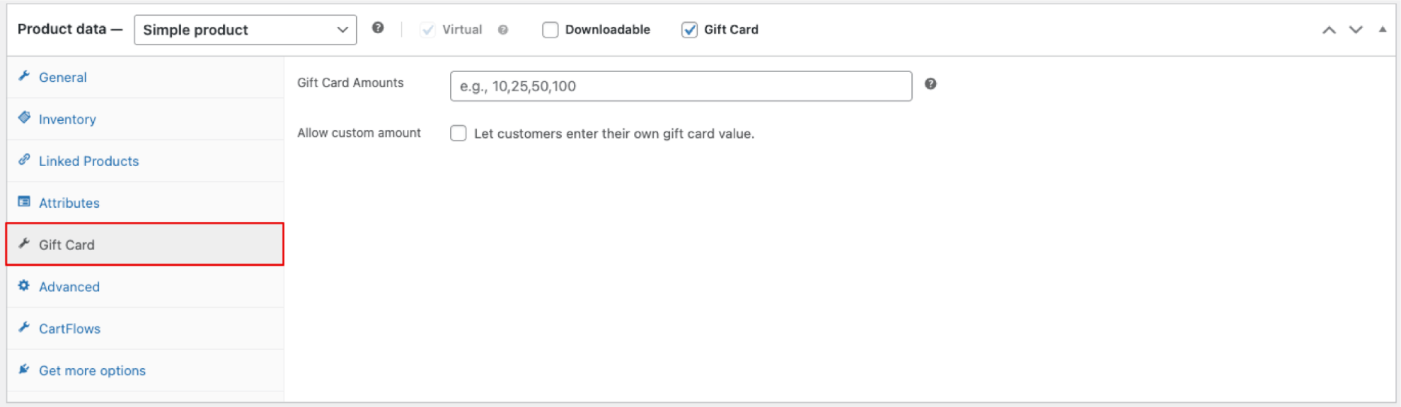Gift Card Amounts